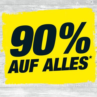 Gelber Hintergrund mit der Aufschrift 90% auf Alles