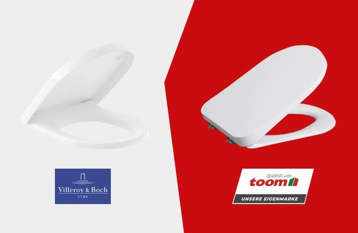 Zwei unterschiedliche weiße WC-Sitze im Vergleich