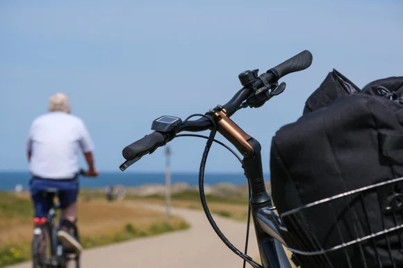Nahaufnahme eines Fahrradlenkers