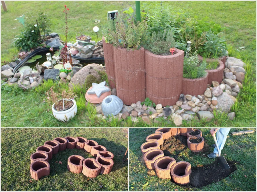 Kräuterspirale aus Pflanzsteinen