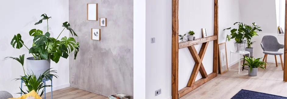 Modernes Wohnzimmer mit Betonwand