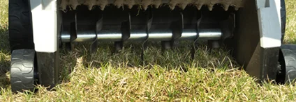 Vertikutierer auf Rasen