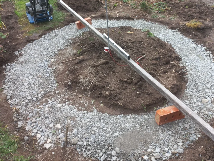 Fundament mit Wasserwaage