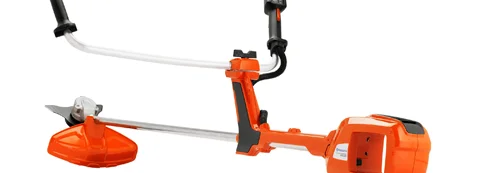 Orangefarbener Akku-Rasentrimmer