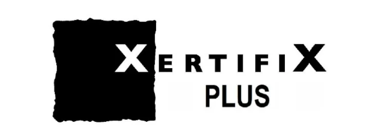 Schwarz-weißes Xertifix Plus Logo