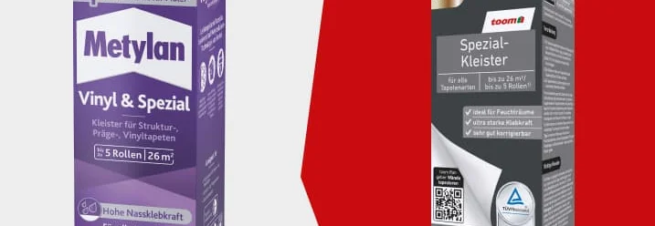 Vergleich von zwei unterschiedlichen Tapetenkleistern.