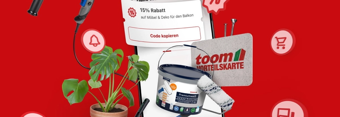 Smartphone mit Heimwerker- und Gartenartikeln