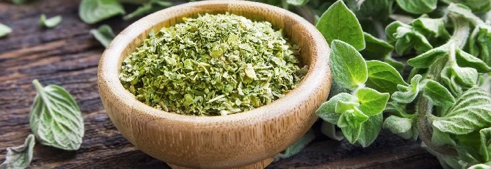 Schale mit getrocknetem Oregano