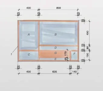 Bemaßte Skizze für den Bau einer Werkzeugwand.