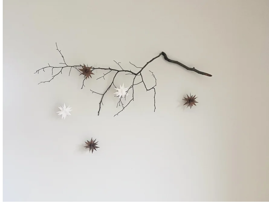 Ast mit Sternen an Wand