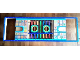 Bemalte Badewannenablage aus Holz