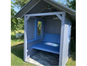 Blauer Gartenpavillon aus Holz