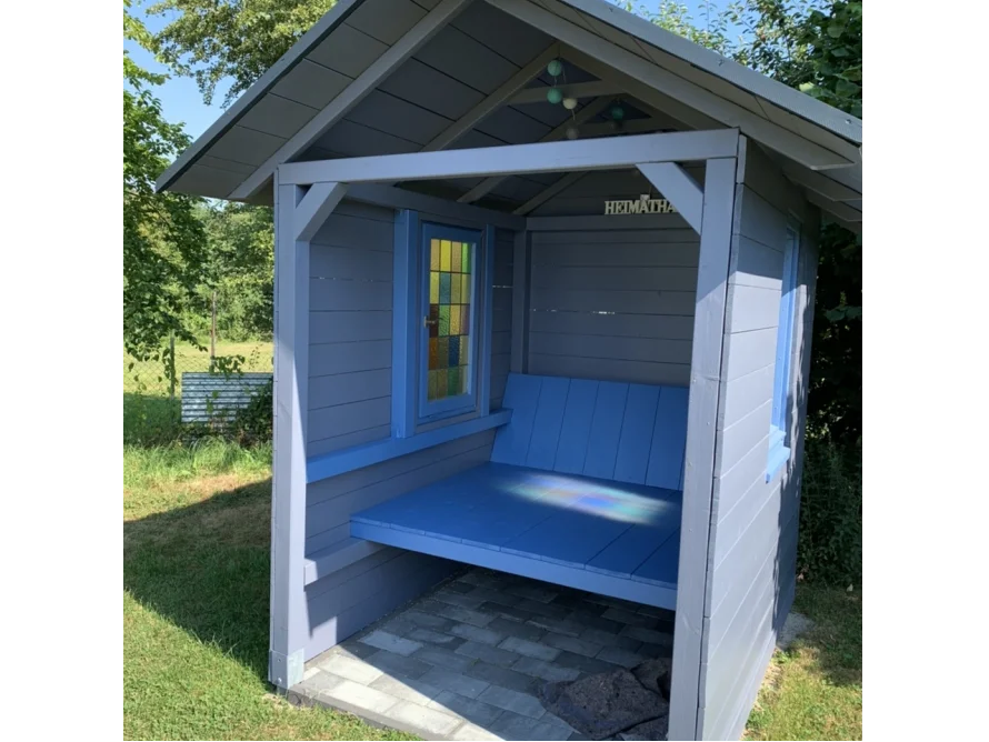 Blauer Gartenpavillon aus Holz