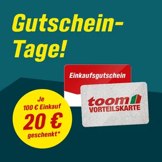Temporäre Aktion: Gutschein-Tage. Je 100€ Einkauf bekommst du eine 20€ Gutscheinkarte geschenkt