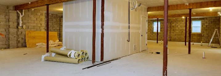 Unfertiger Keller mit Dämmung