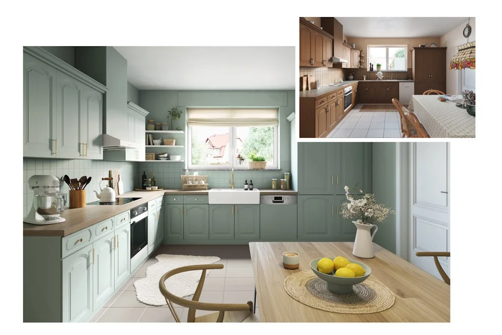 Grüne Küche im Landhausstil