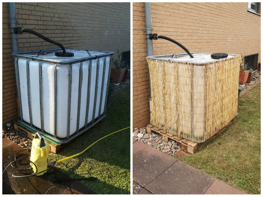 Regenfass mit und ohne Abdeckung