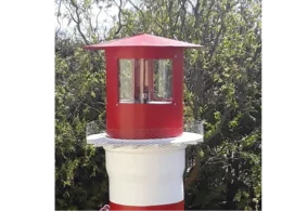 Spitze eines roten Leuchtturms