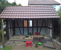 Sanierung von Fachwerkgartenhütte