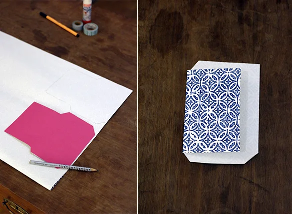 Papier wird zu einem Umschlag gefaltet