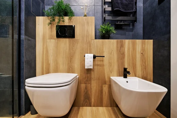 Moderne Toilette und Bidet