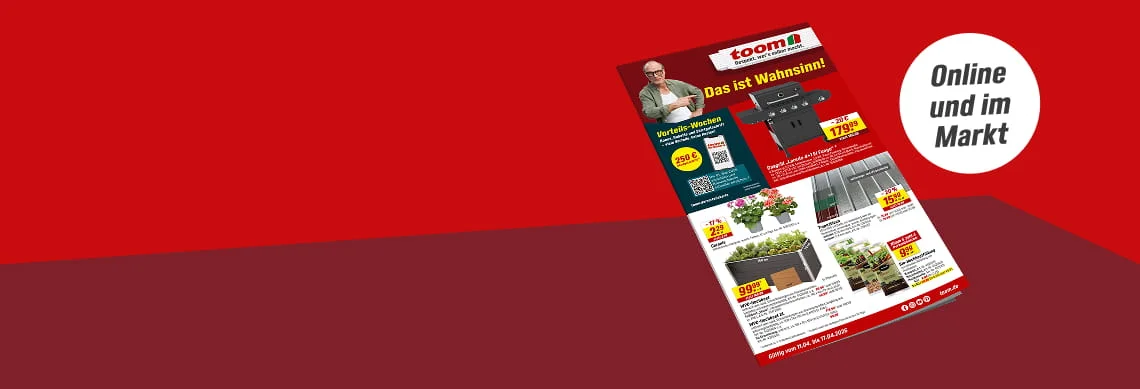 Der aktuelle Prospekt mit Angeboten auf einem roten Hintergrund.