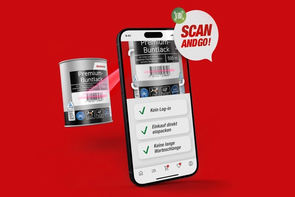 Smartphone scannt Farbeimer