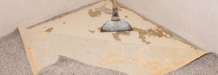 Teppich wird mit Spachtel entfernt