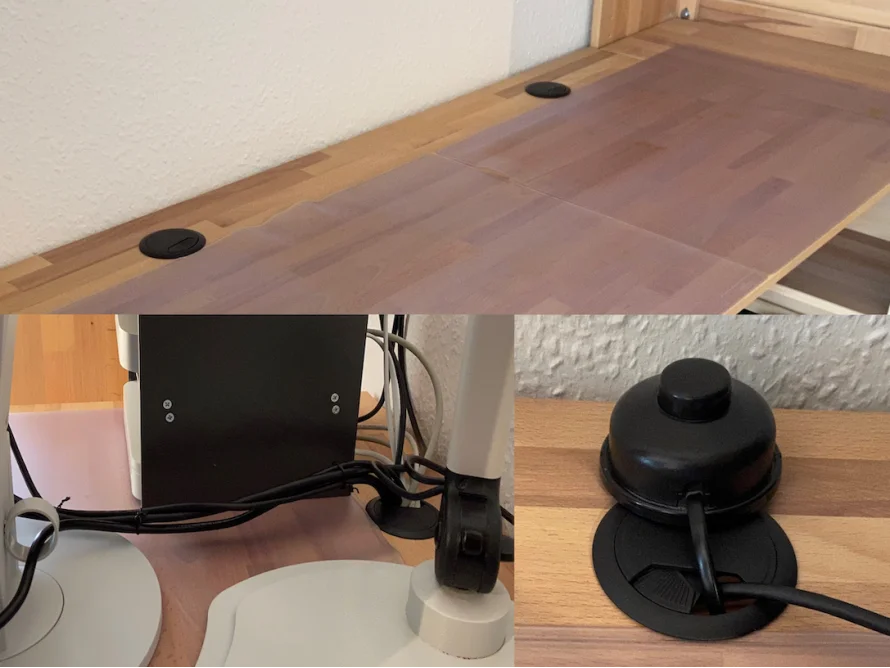 Schreibtisch mit Kabeldurchlässen