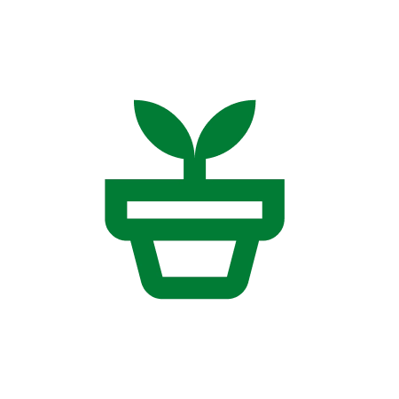 Grünes Icon einer Pflanze im Topf.