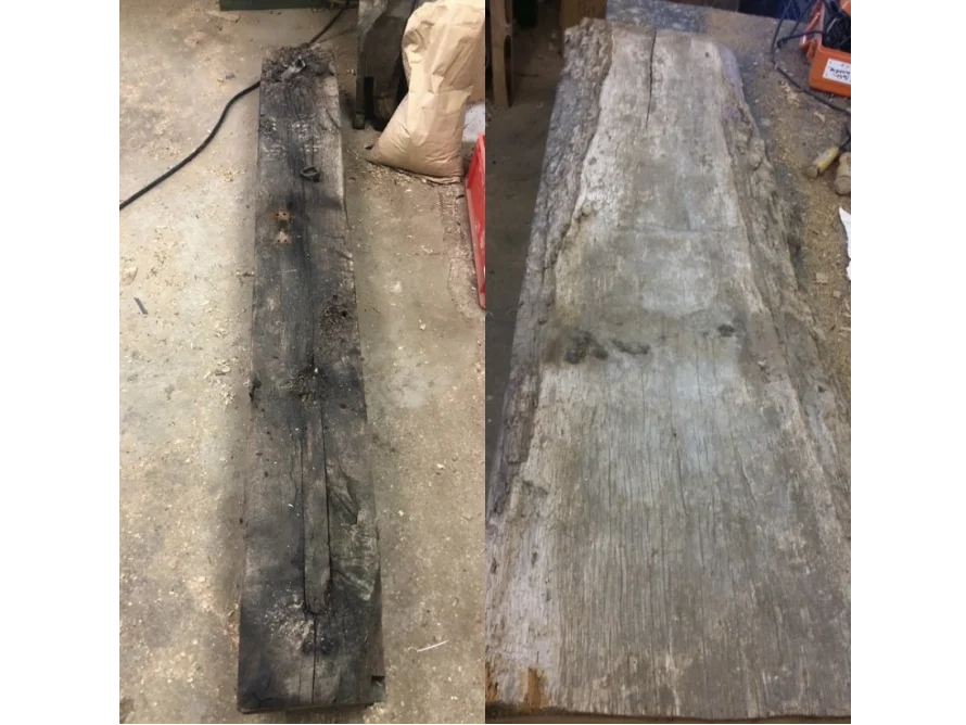 Zwei unbearbeitete Holzbretter