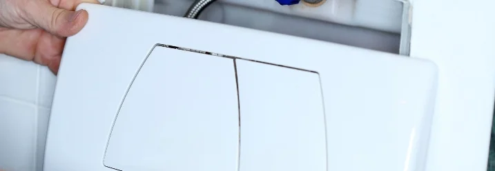 Person montiert eine WC-Spülung.