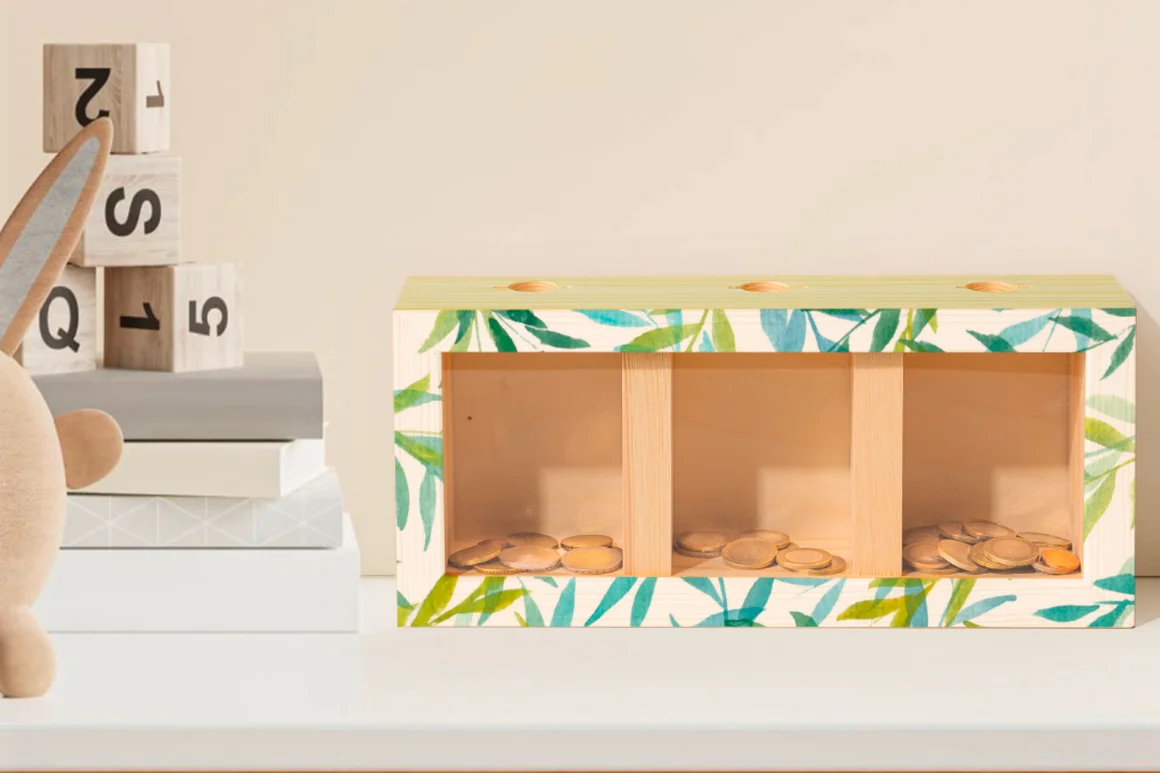 Spardose mit drei Fächern