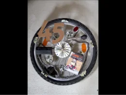 Fahrradreifen mit Dekoration zum 45. Geburtstag