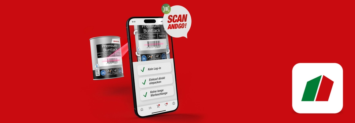 Smartphone scannt einen Farbeimer.