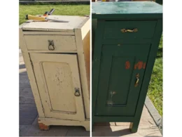 Restauration eines Nachttischs Vorher-Nachher