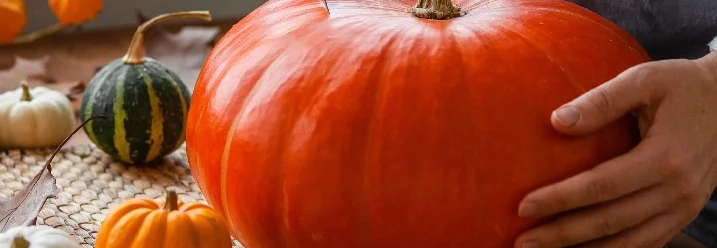 Person schnitzt Kürbis mit Messer