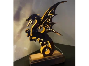 Holzkunst Drachen-Lampe mit Beleuchtung