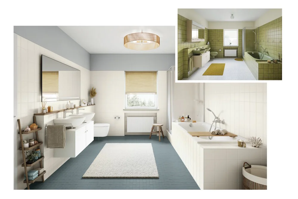 Modernes Badezimmer mit Badewanne und Dusche