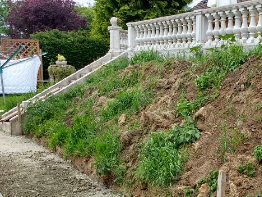 Garten mit Böschung und Treppe