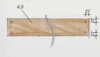 Technische Zeichnung eines Holzbretts mit Bemaßungen.