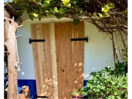 Holztür an Hauswand