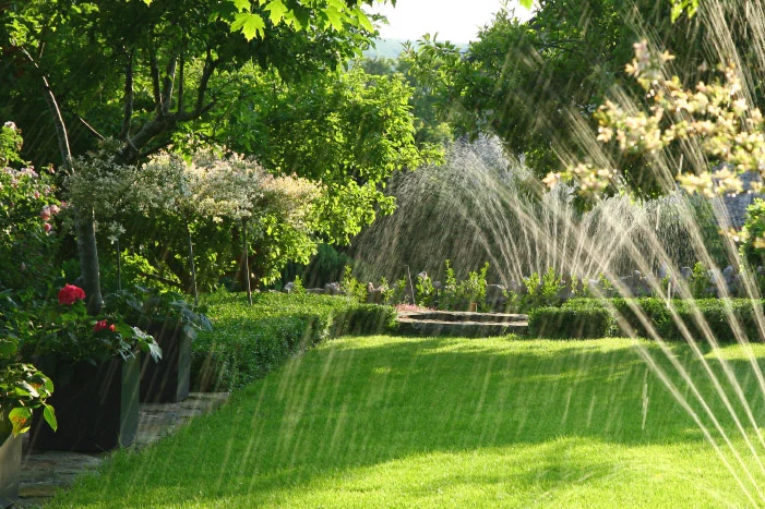 Sprinkler bewässern Rasen