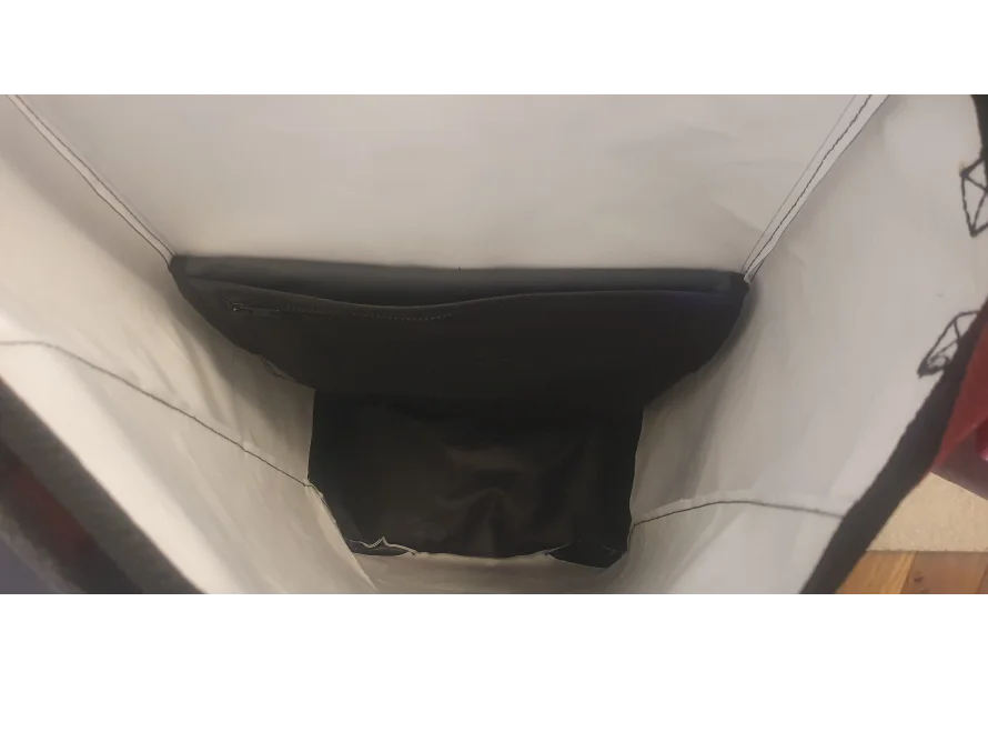 Innenseite einer Tasche mit einem Reißverschlussfach