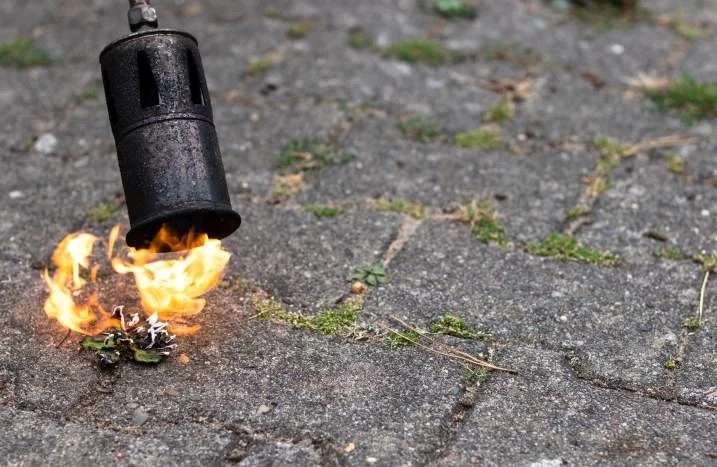 Unkrautbrenner auf Pflastersteinen