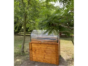 Holztruhe mit durchsichtigem Deckel