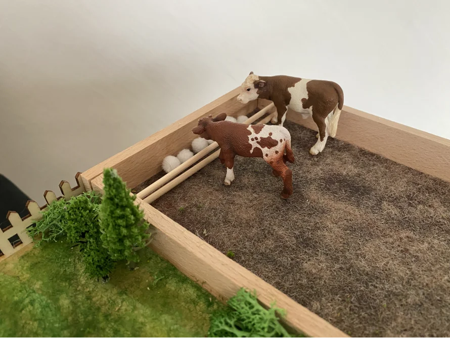 Zwei Kälber auf einem Bauernhof Modell