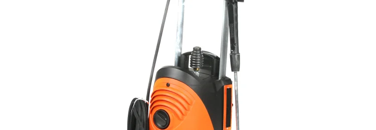 Oranger Hochdruckreiniger mit Schlauch und Spritzdüse