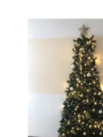 Geschmückter Weihnachtsbaum mit Lichtern