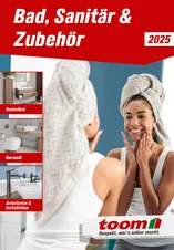 Titelbild des Katalogs für Bad, Sanitär & Zubehör 2025 mit einem lächelnden Menschen.